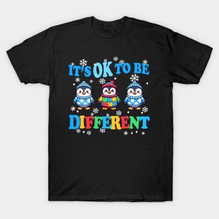 It's Ok To Be Different Autism Awareness Penguins T-Shirt